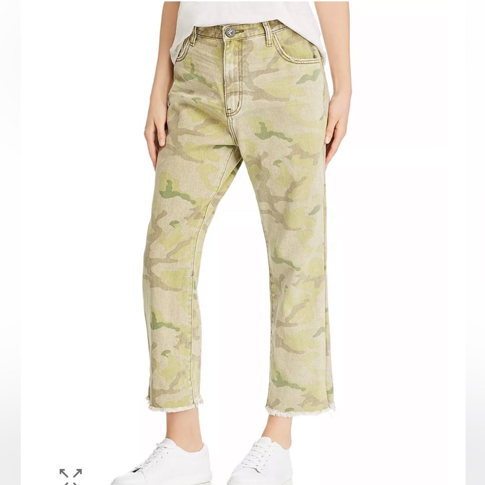 ONE TEASPOON Bandits High Waist Cropped Boyfriend Straight Leg Camo Jeans 30